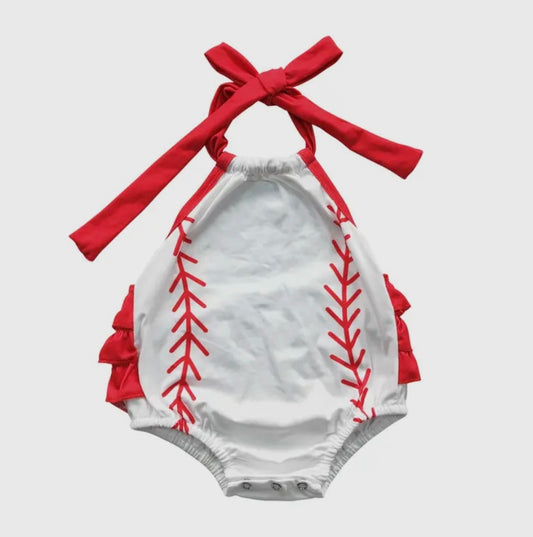 Baby Girls Baseball Bubble Romper