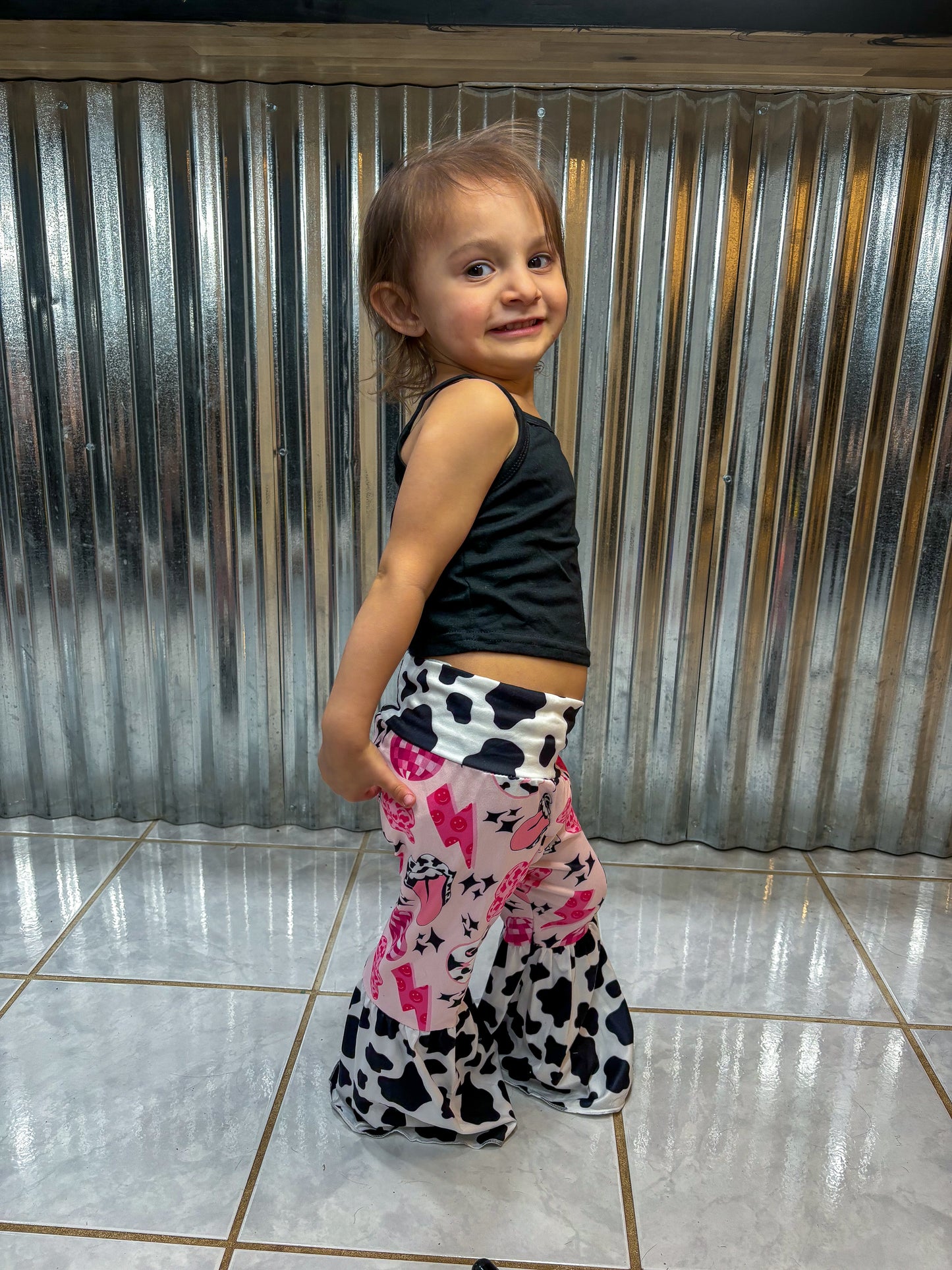 Girls Pink Disco Bell Bottoms