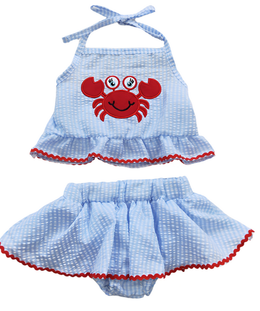 Crab Seersucker Bummie Set