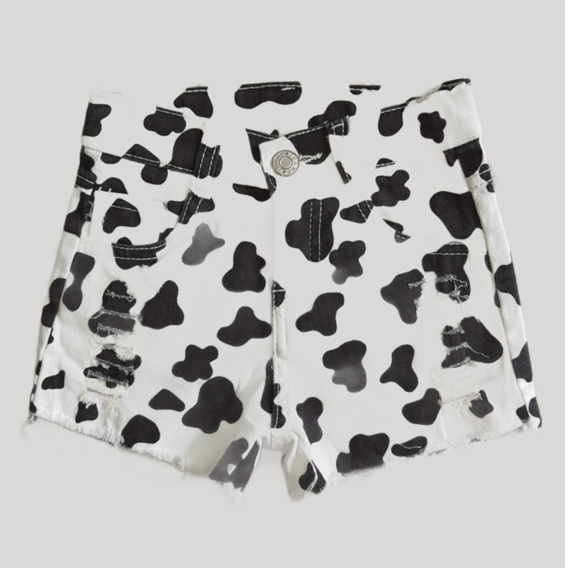 Girls Cow Denim Shorts