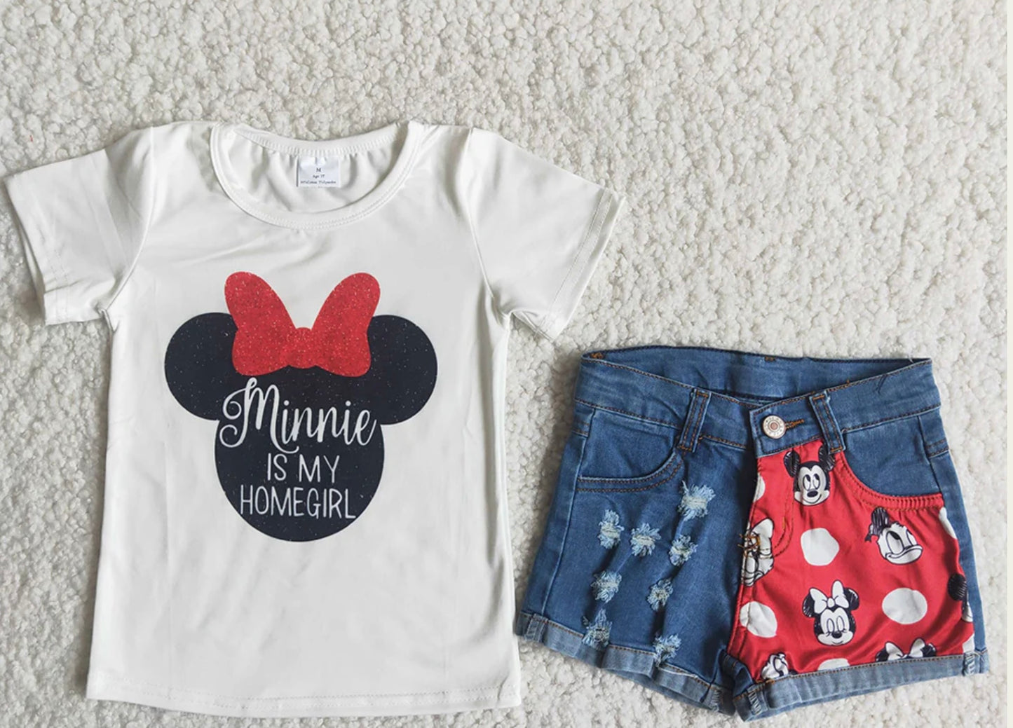 Girls Minnie Mouse Shirt and Shorts Set