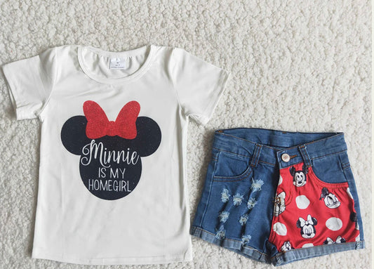 Girls Minnie Mouse Shirt and Shorts Set