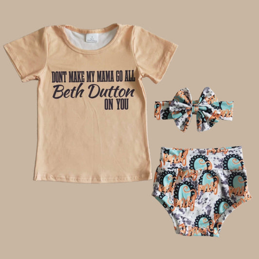 Baby Girls Country Teal Set (with bow)