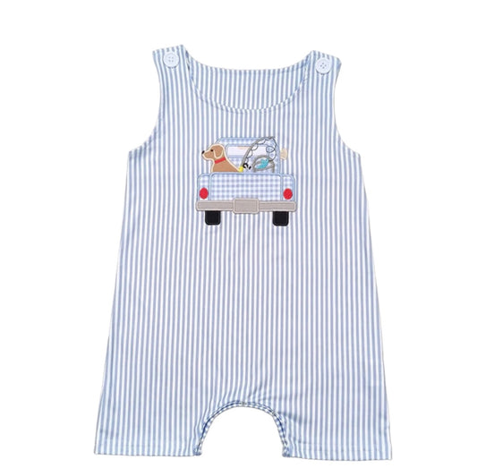 Baby Boys Dog Fishing Romper