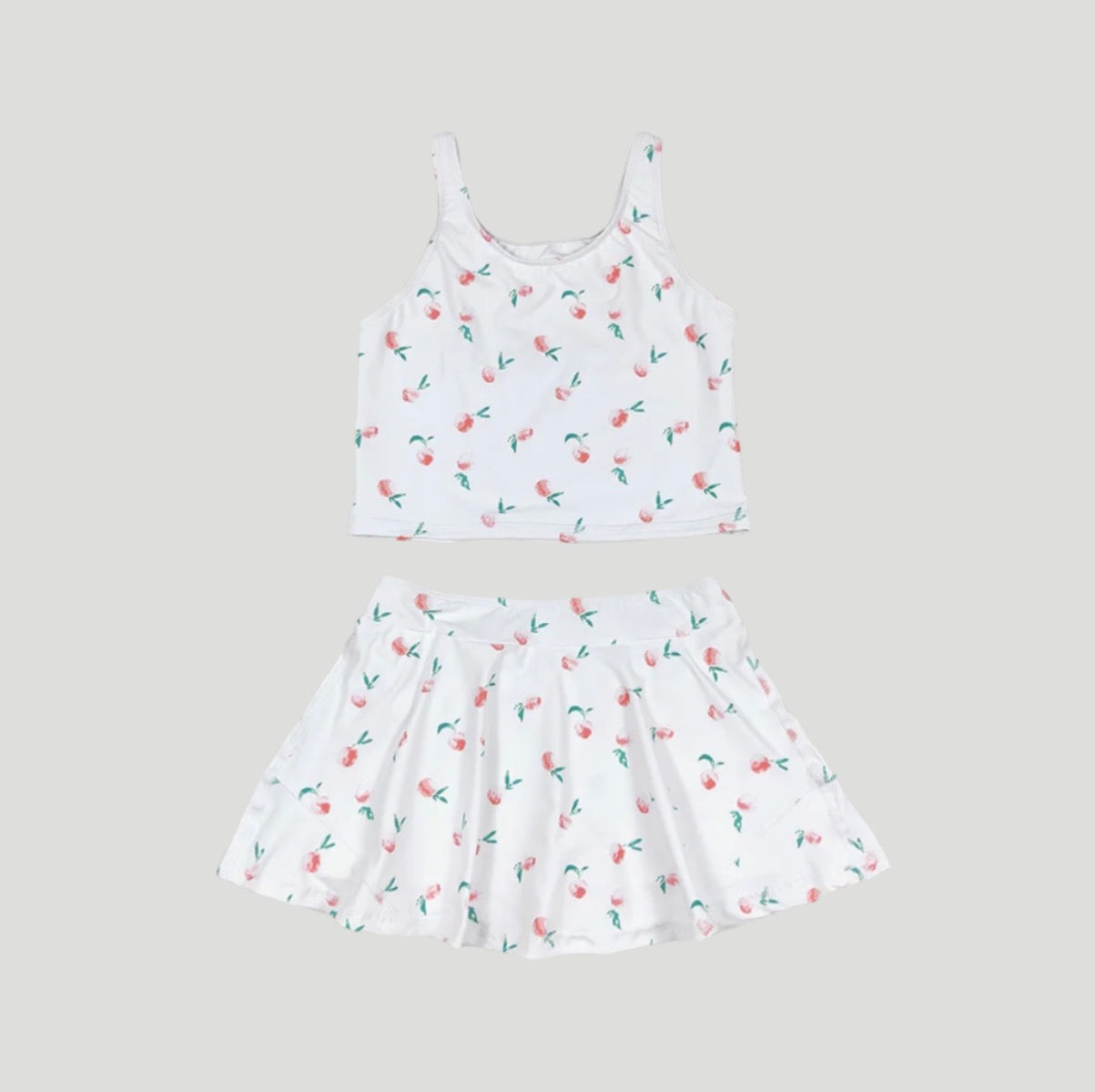 Girls Two Piece White Peach Skorts and Top