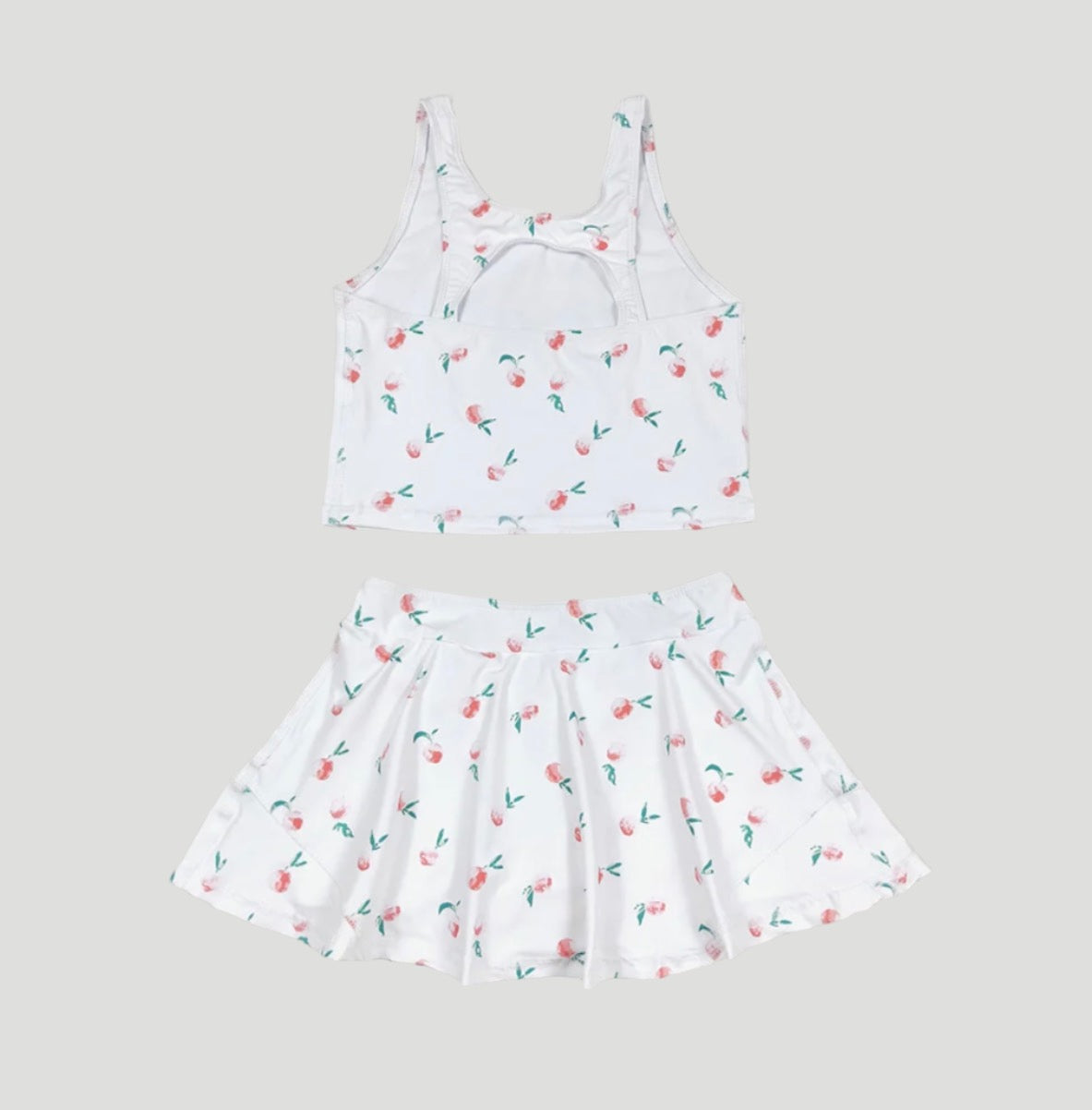 Girls Two Piece White Peach Skorts and Top