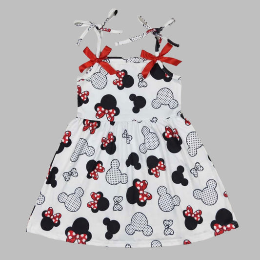 Girls Mouse Bows Knee Length Dress