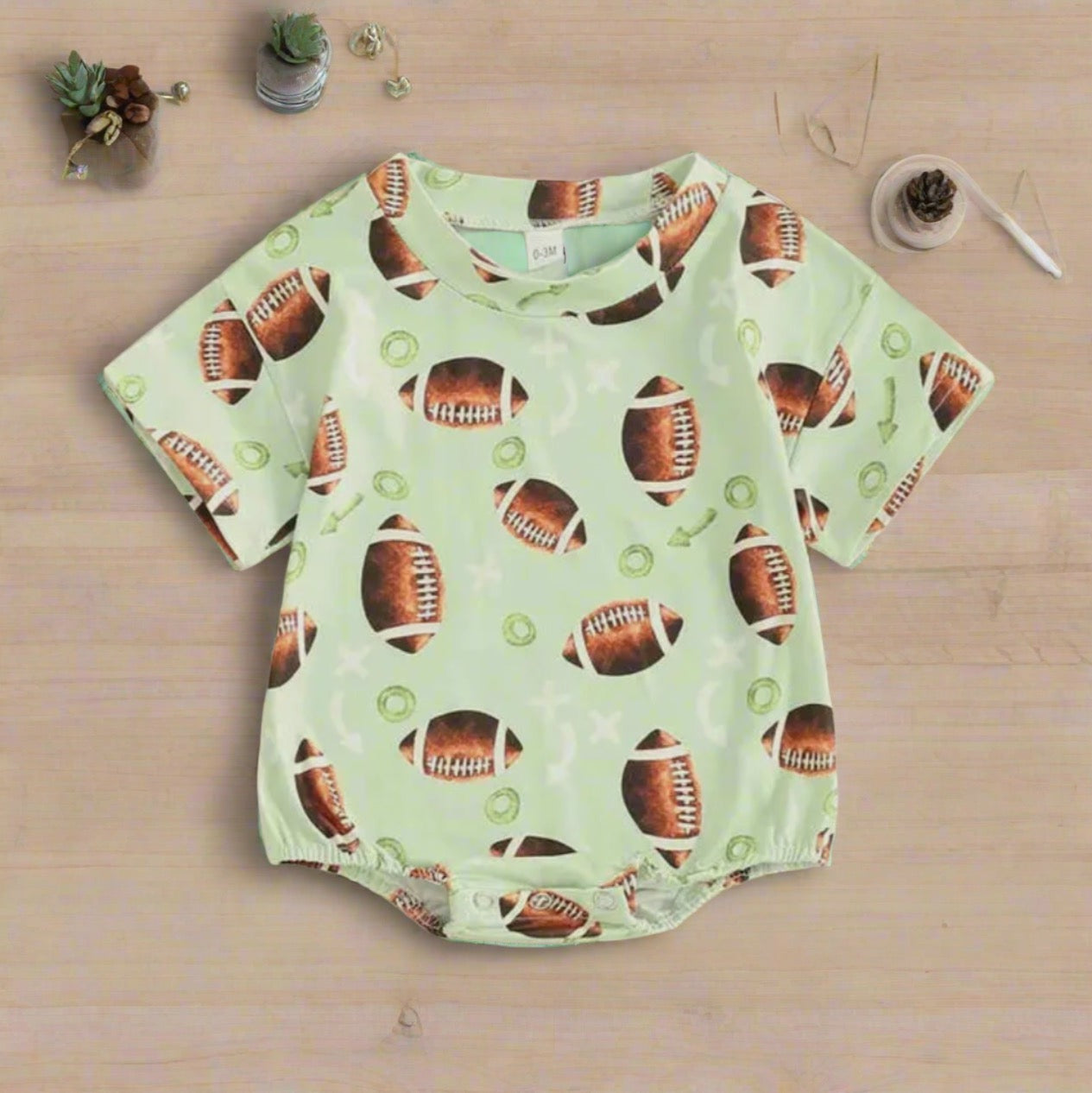 Gender Neutral Green Football Romper