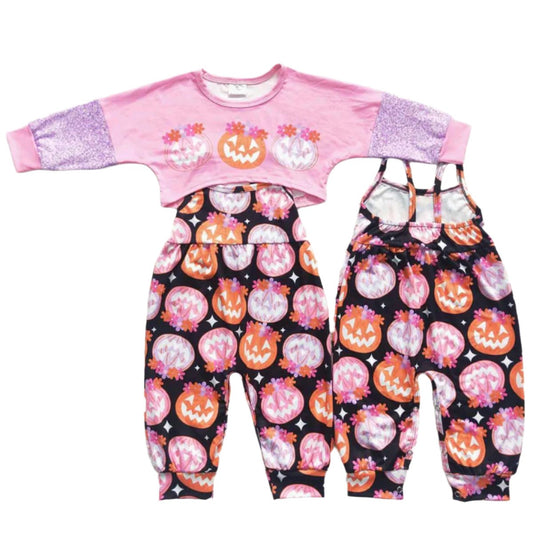 Girls Pumpkin Jumpsuit 2 Pcs