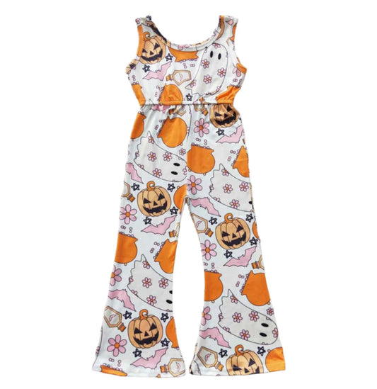 Girls Groovy Pumpkin Romper