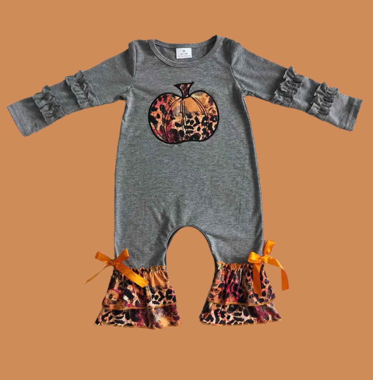 Baby Girls Pumpkin Cheetah Romper