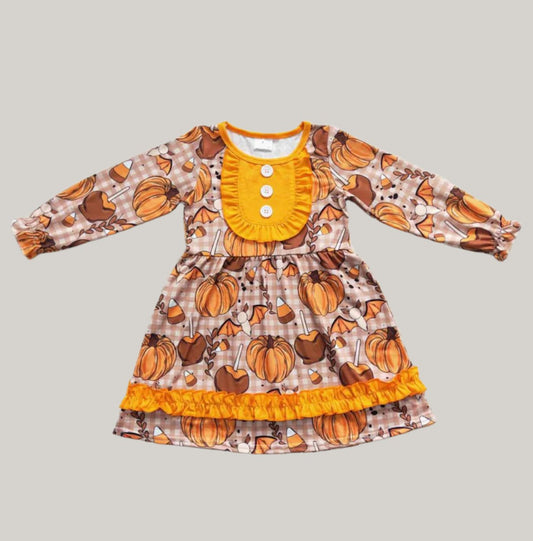 Girls Pumpkin Caramel Apples Dress