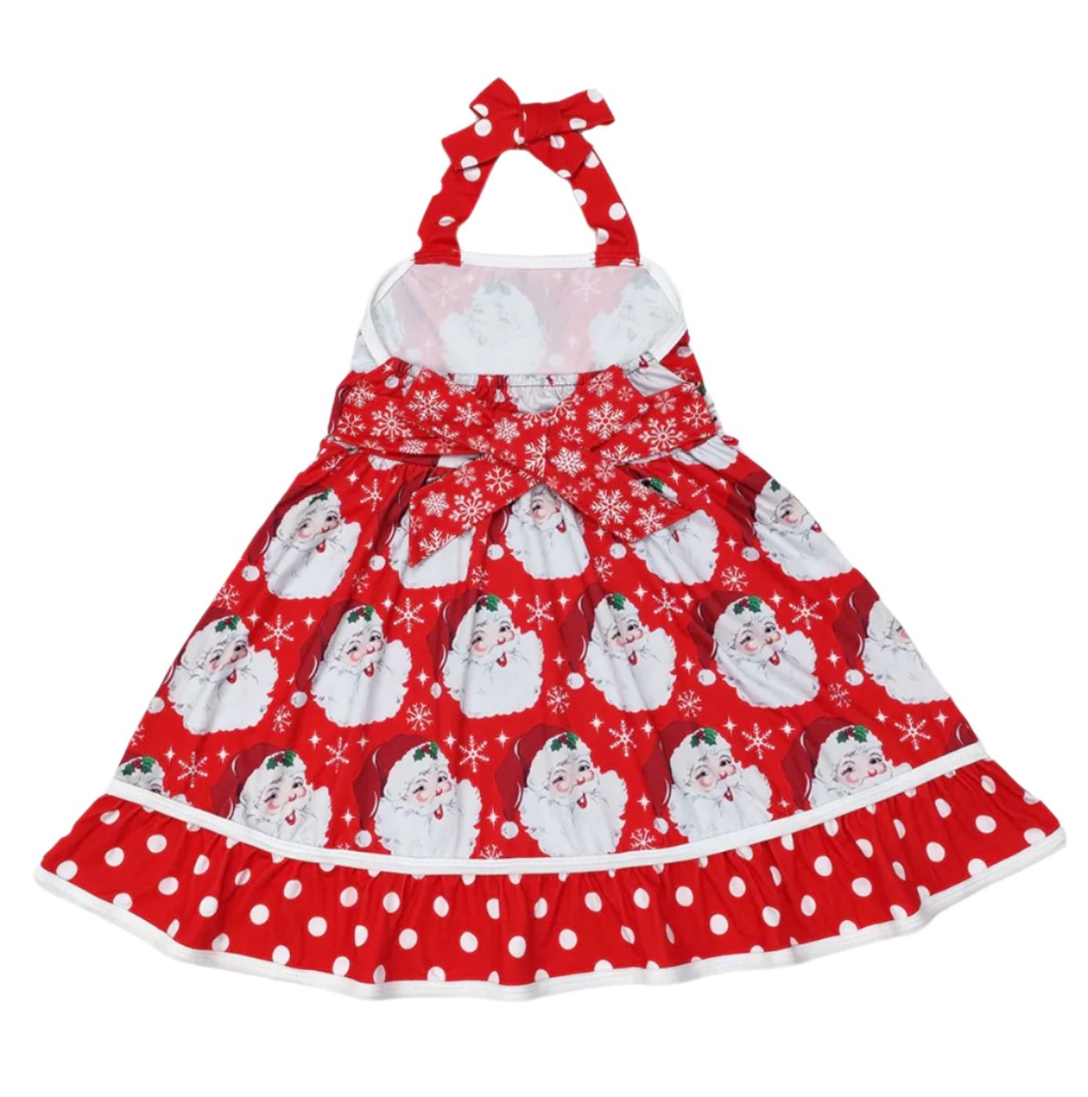 Girls Red Santa Dress with Bow in back