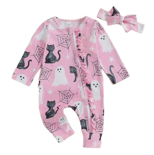 Baby Girls Ruffle Spooky Pajamas