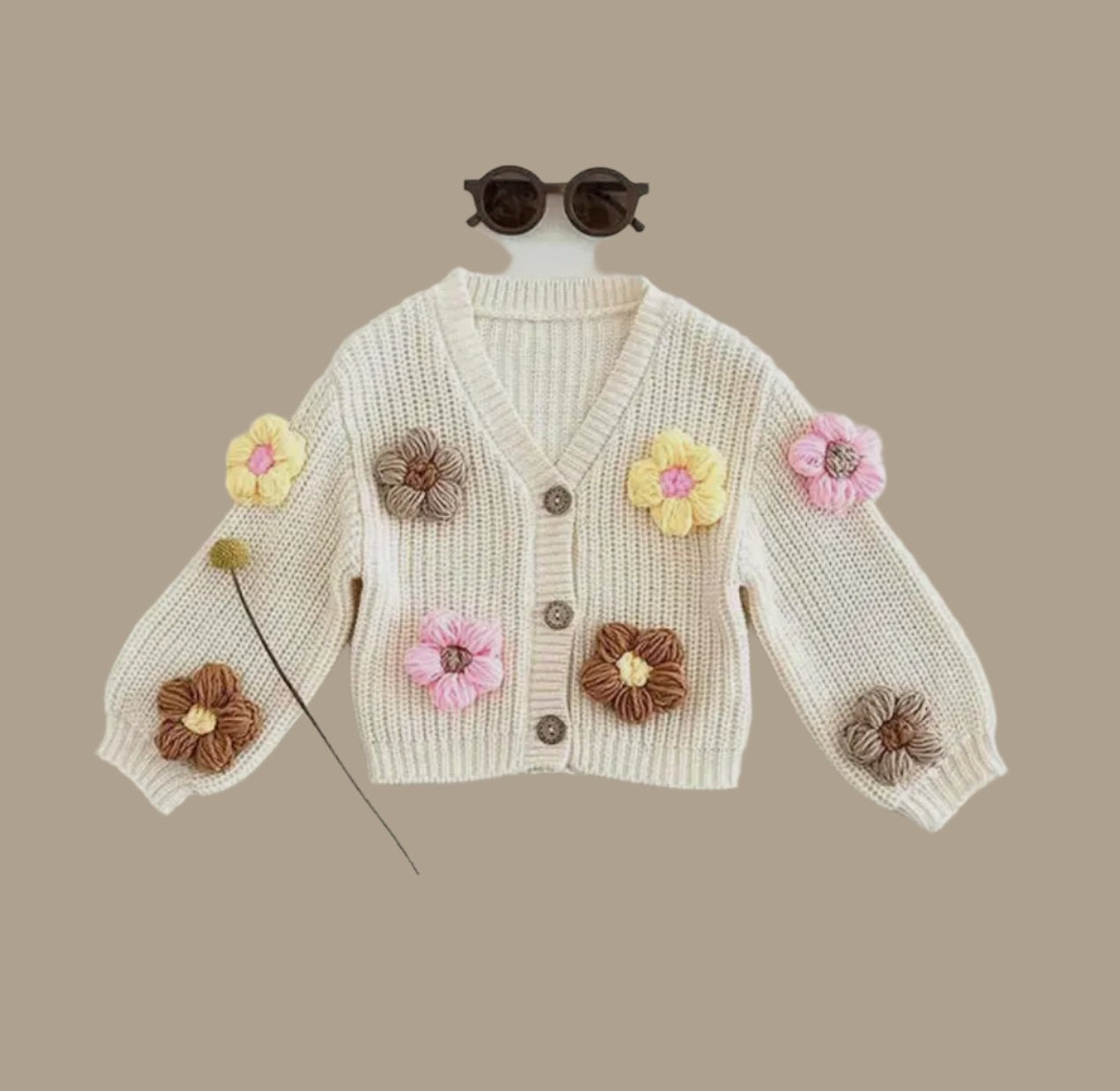 Girls Floral Knitted Sweater