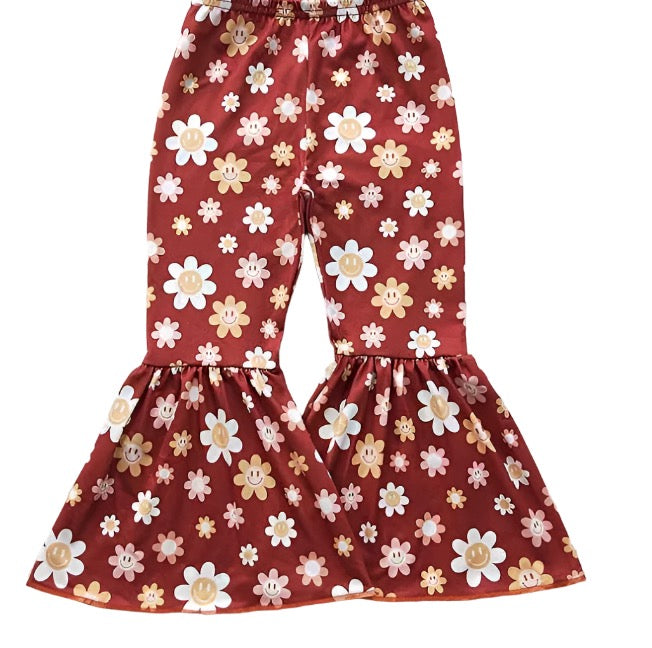 Girls Smiley Flower Bell Bottoms