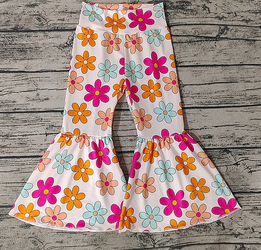 Girls Colorful Flowers Bell Bottoms