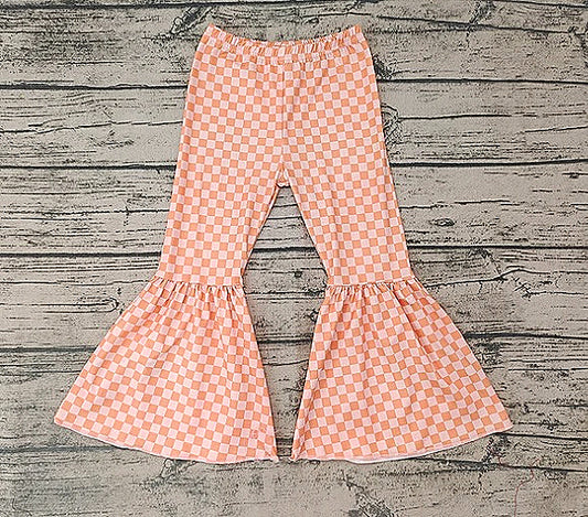 Girls Orange Checkered Bell Bottoms