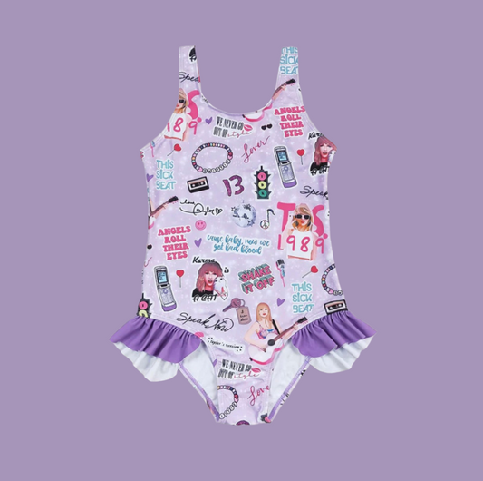 Girls TSwift One Piece Purple Swimsuit