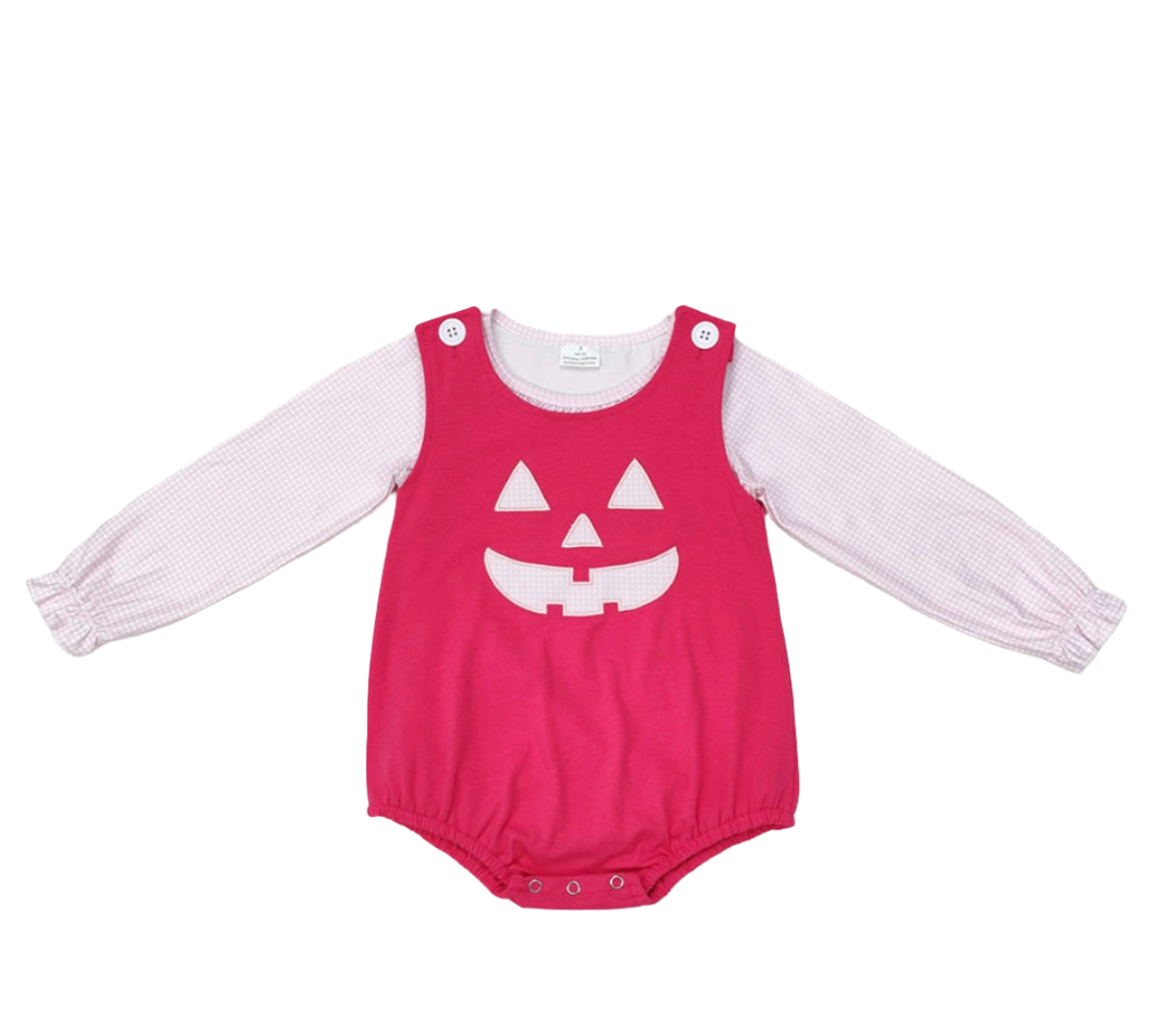 Baby Girls Pink Pumpkin Faced Romper with Underneath Shirt