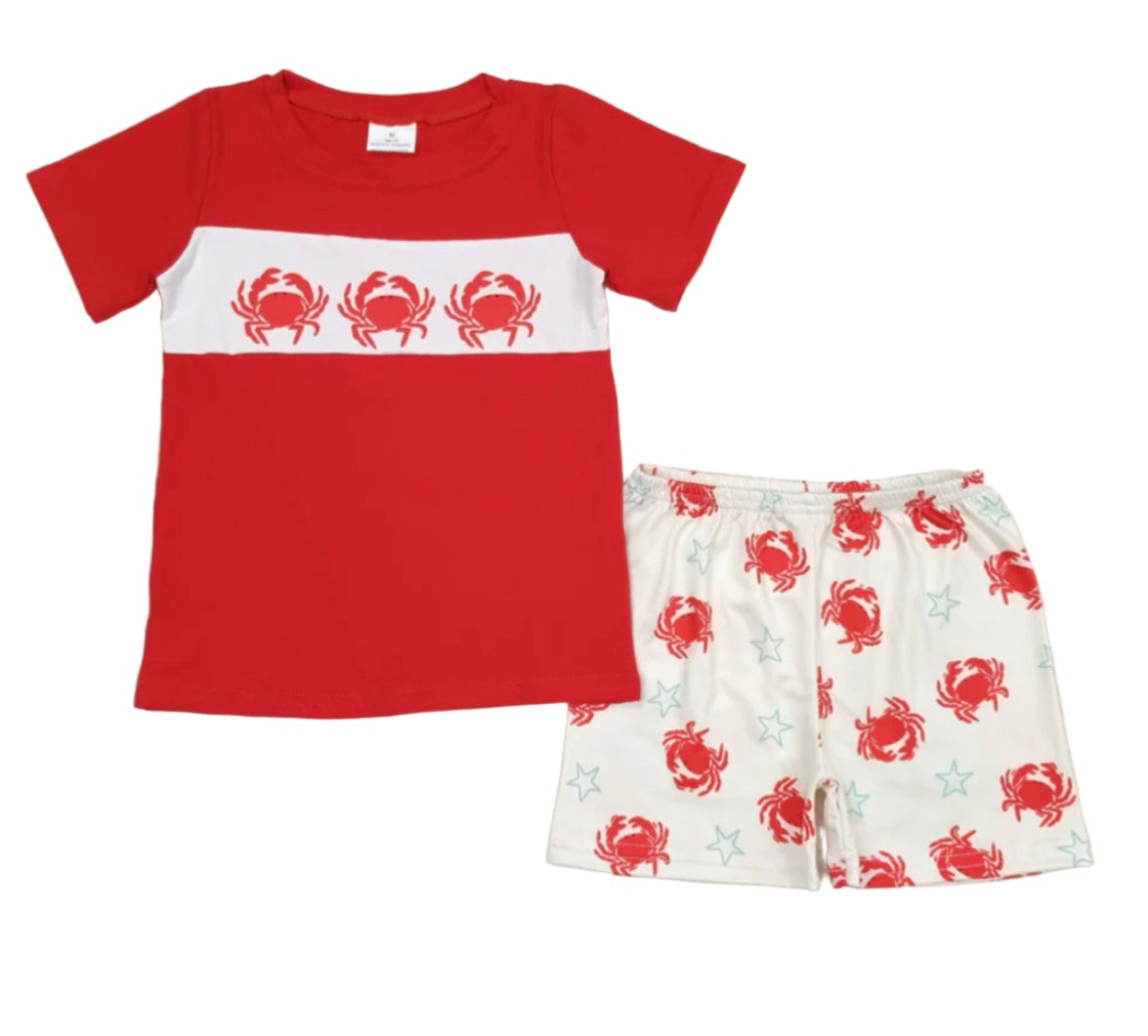 Boys Red Crab Stars Set