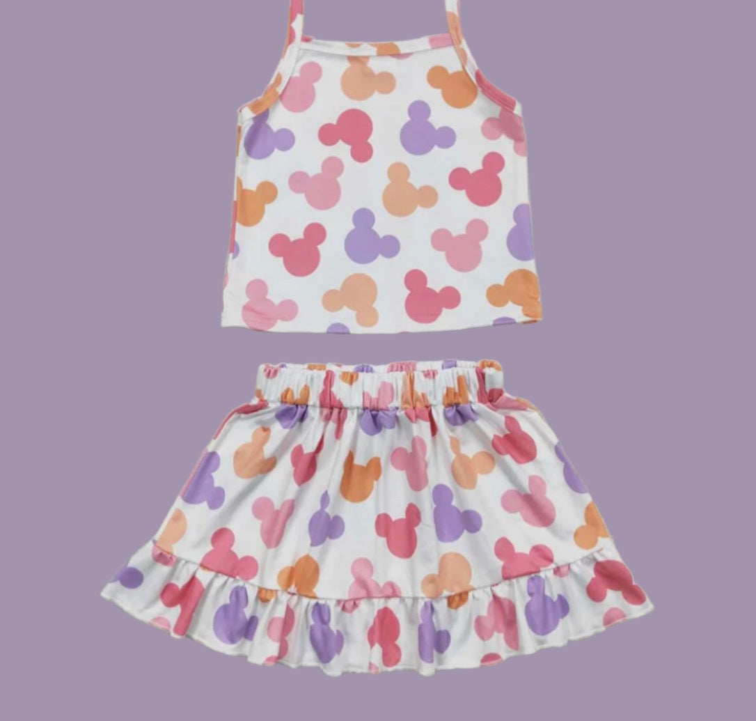 Girls Minnie Skirt and Tank Set