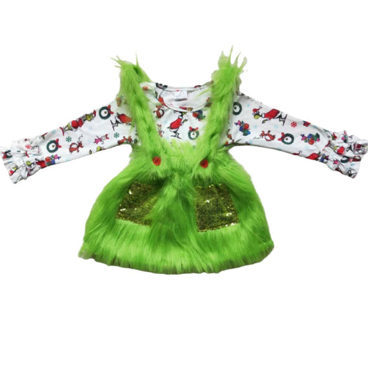 Girls Grinch Dress with Under Shirt