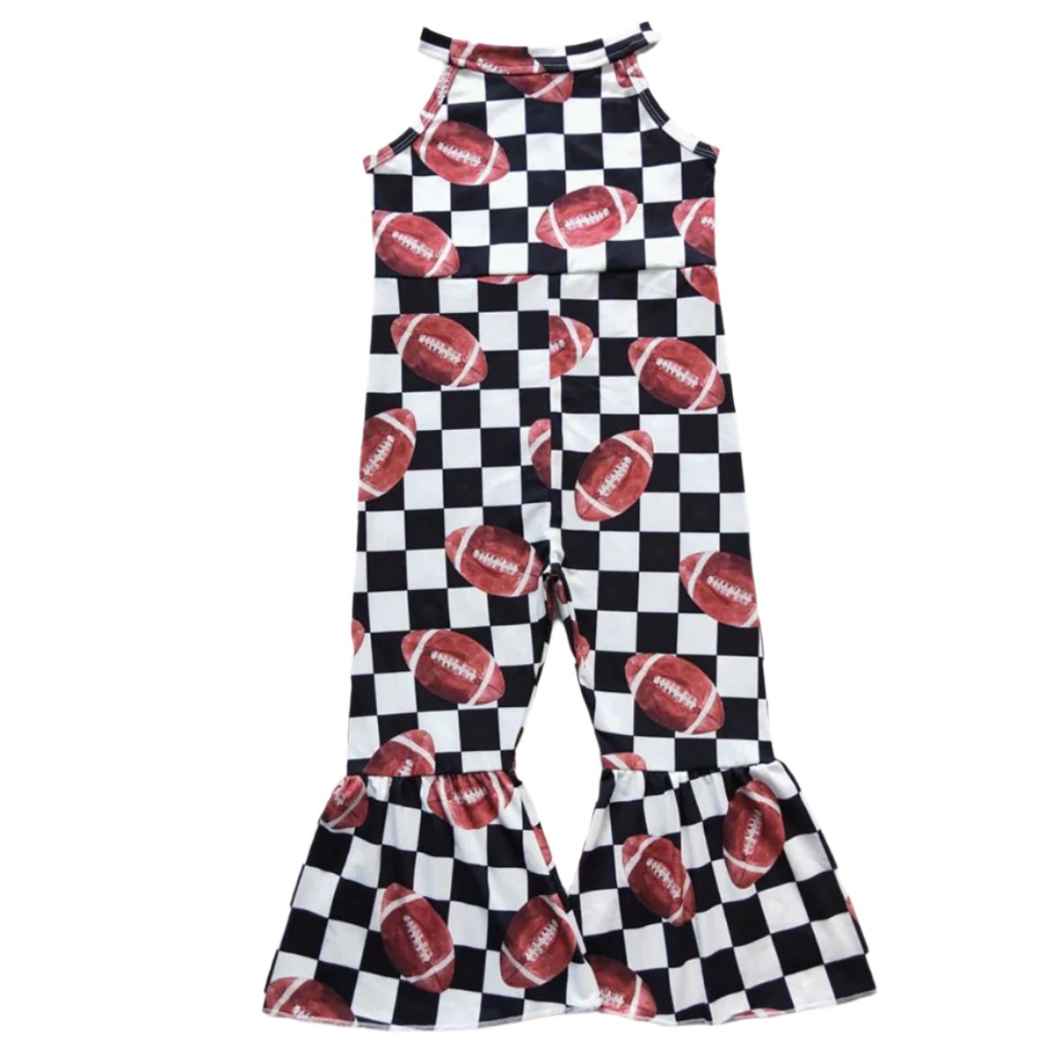 Girls Checkered Football Romper