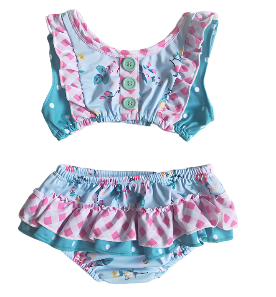 Girls Ruffle Floral Swimsuit