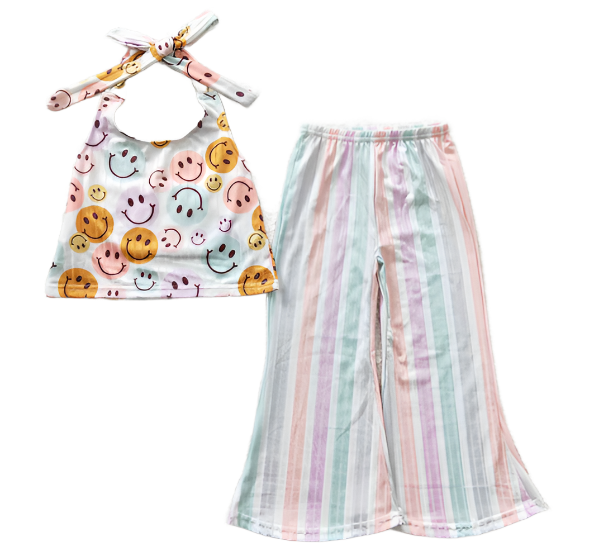 Girls Smiley Halter Top Set