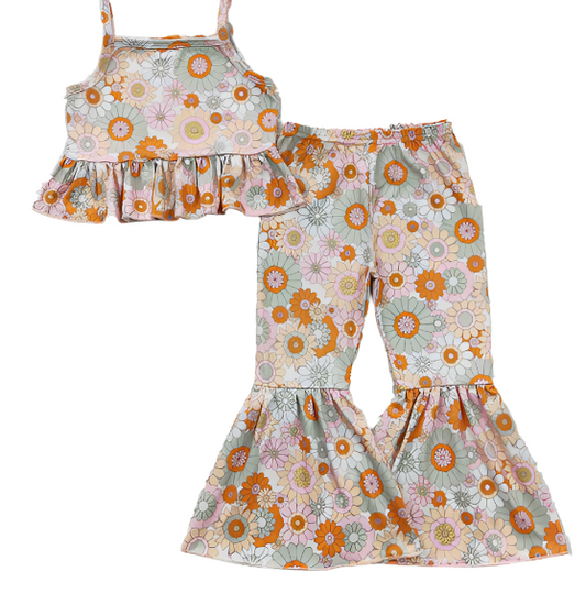 Girls Flower Halter Top Set