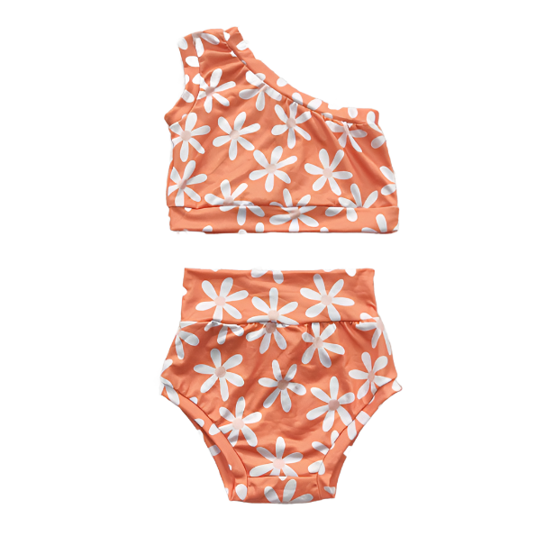 Baby Girls Orange Flowers Bummie Set