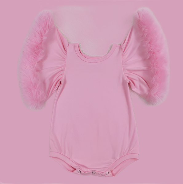 Baby Girls Pink Fur Sleeve Romper